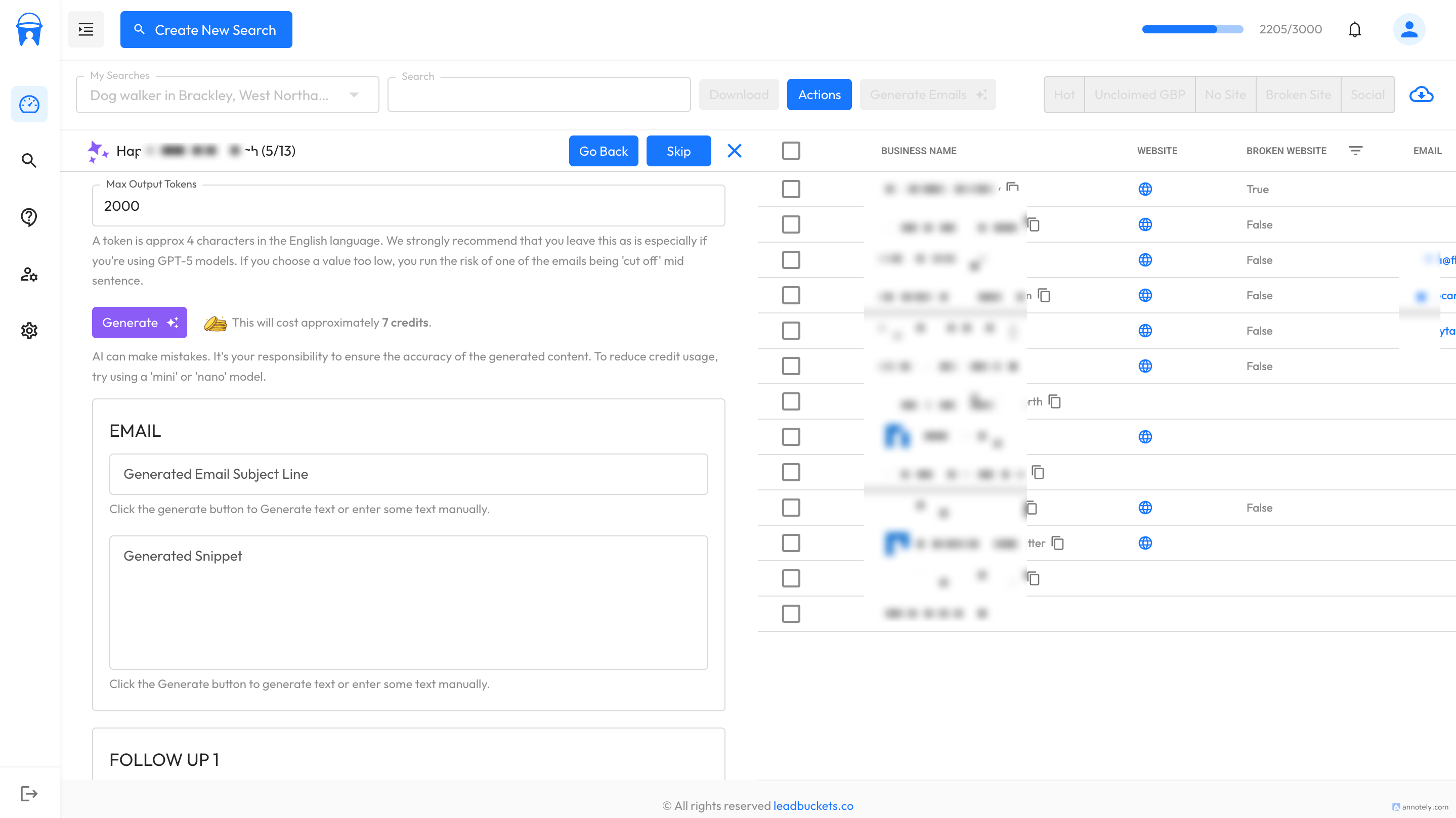 Generate Emails Drawer 2