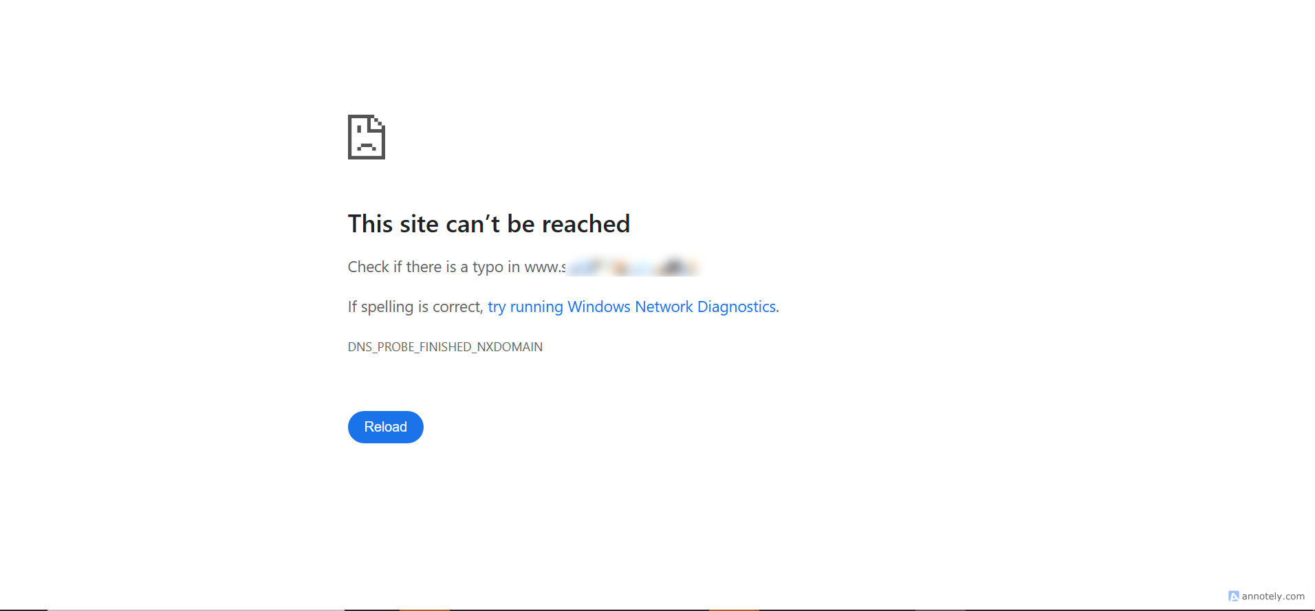 Example of broken website