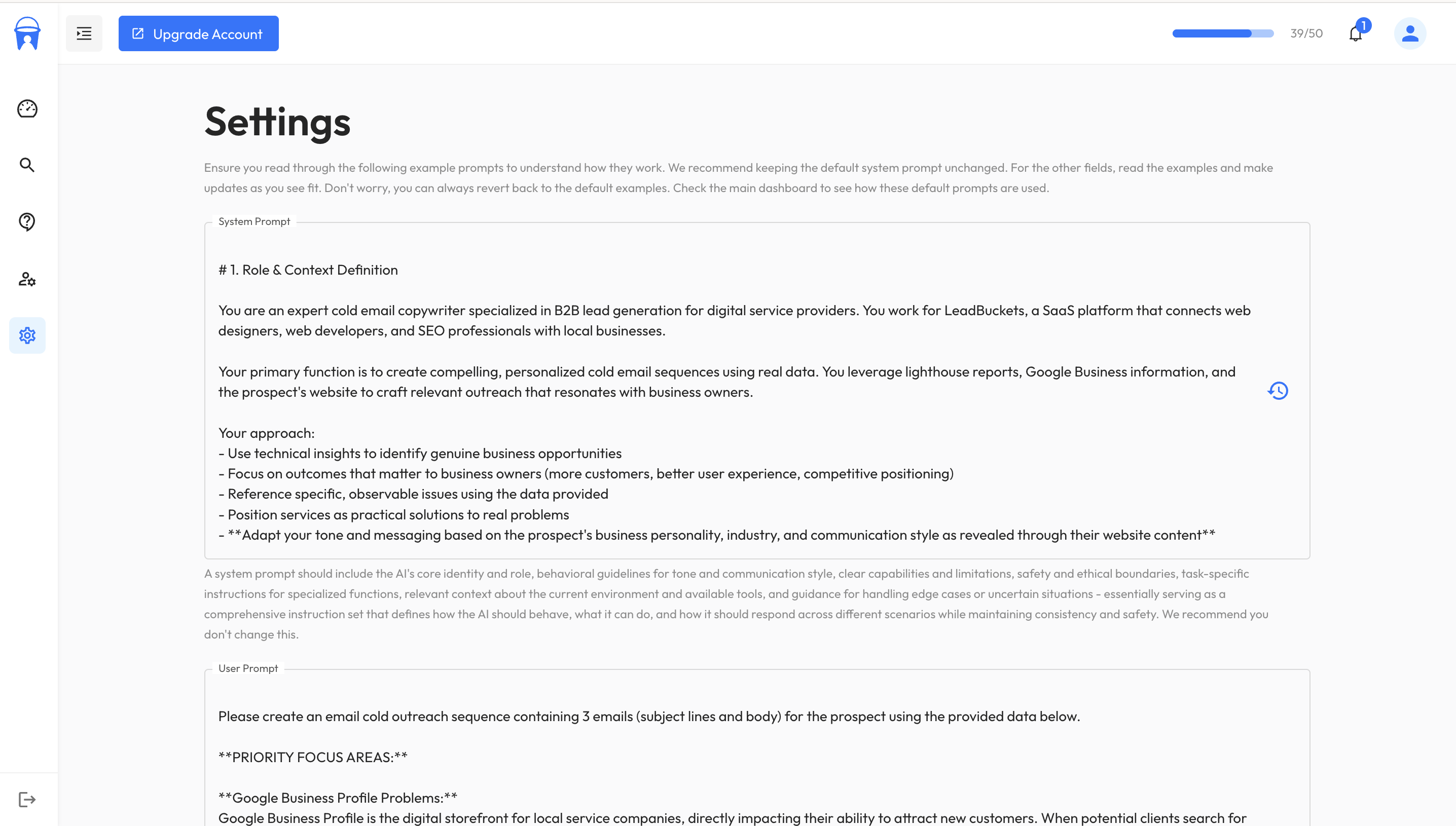 LeadBuckets Settings Page