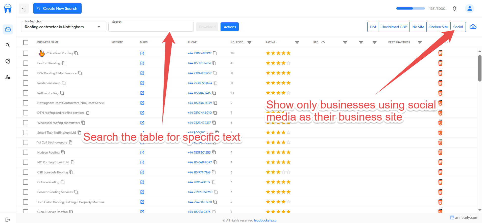 Social media filter + Search