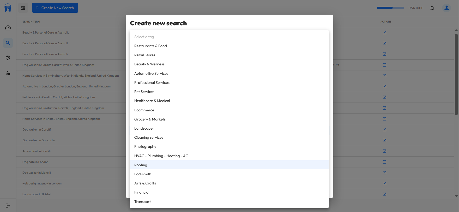 An image of the website template options